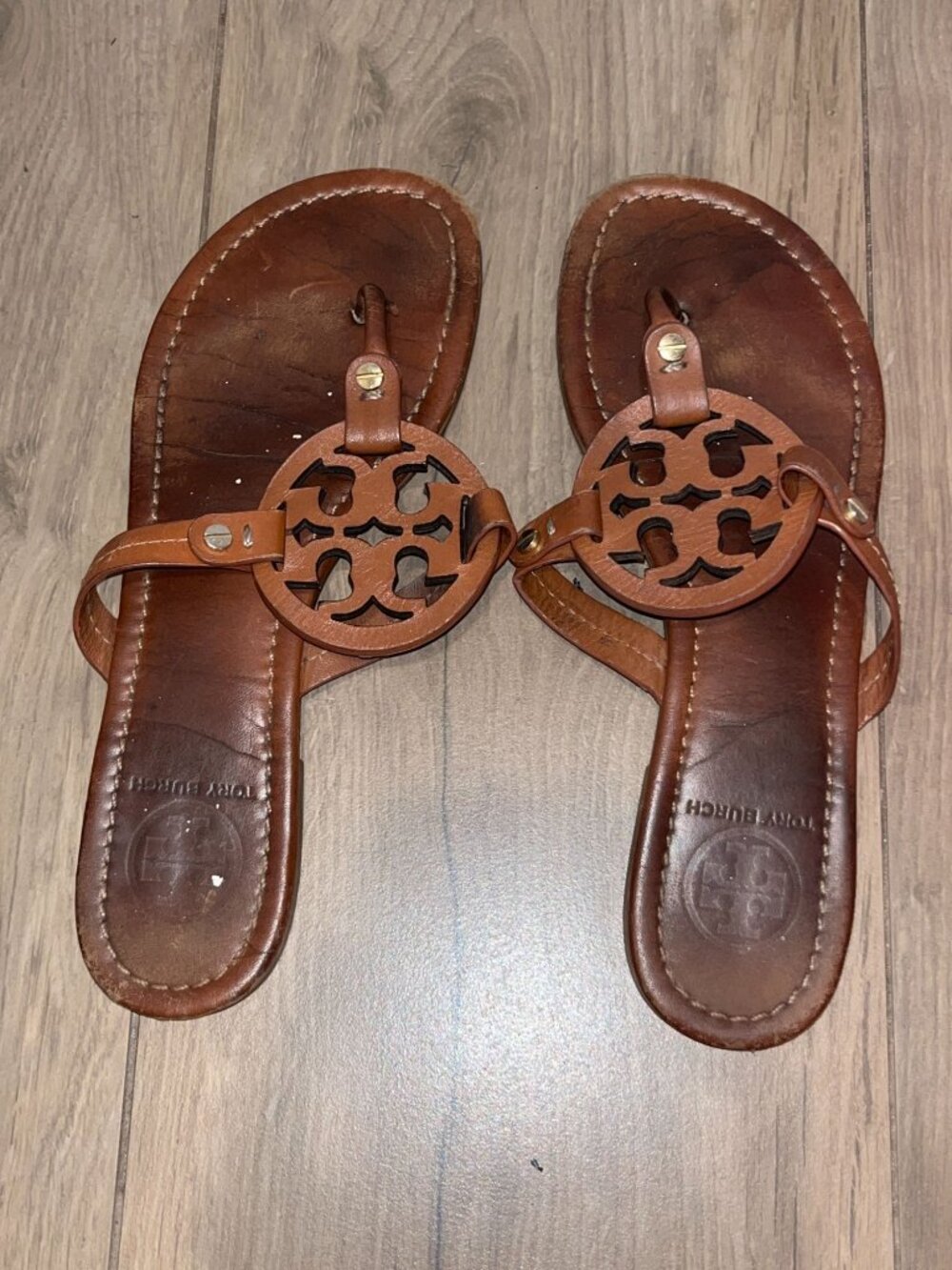 Tory Burch Miller Soft Calf Leather Sandals in Light Sand US 8.5 - Picture 4 of 8